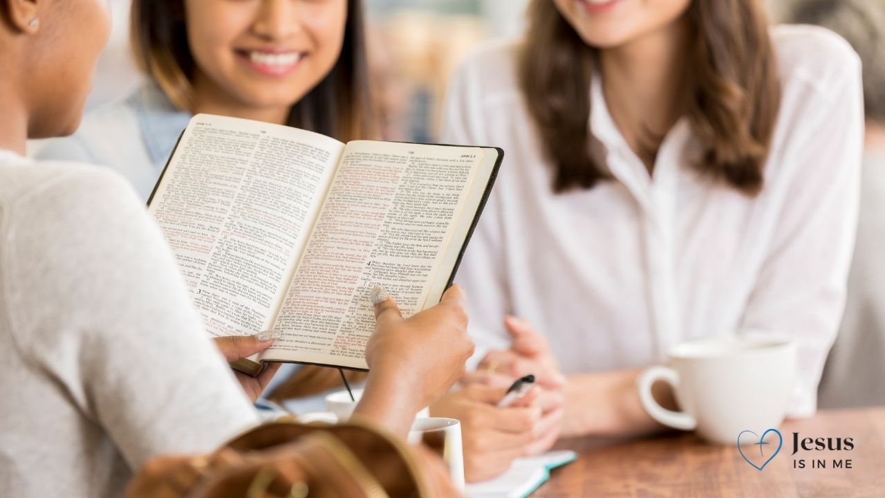friends studying the Bible together