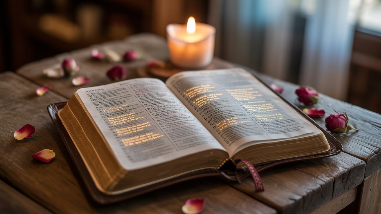 pen Bible showing prayer promises with divine light highlighting scripture
