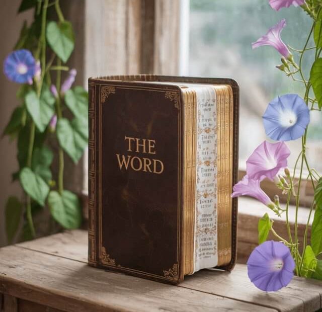 An open bible and bible verse in your bio