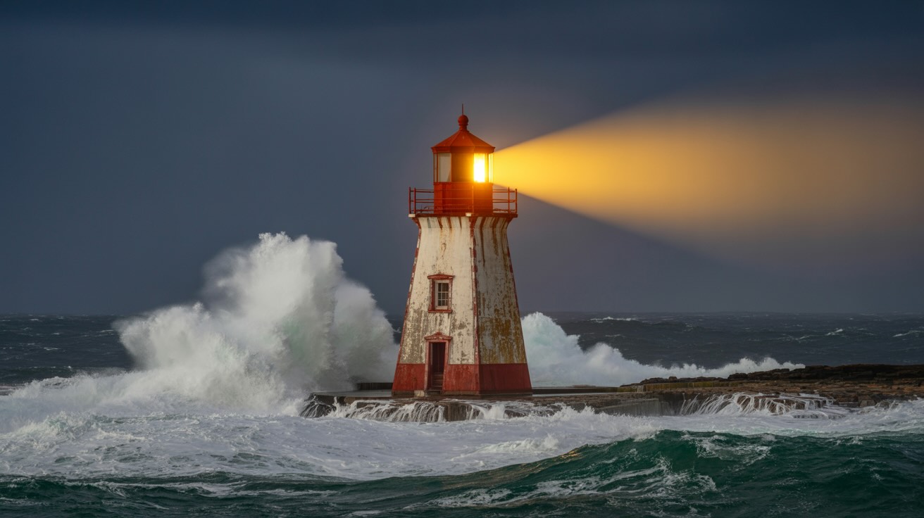 Lighthouse representing God's faithfulness shining hope through life's storms