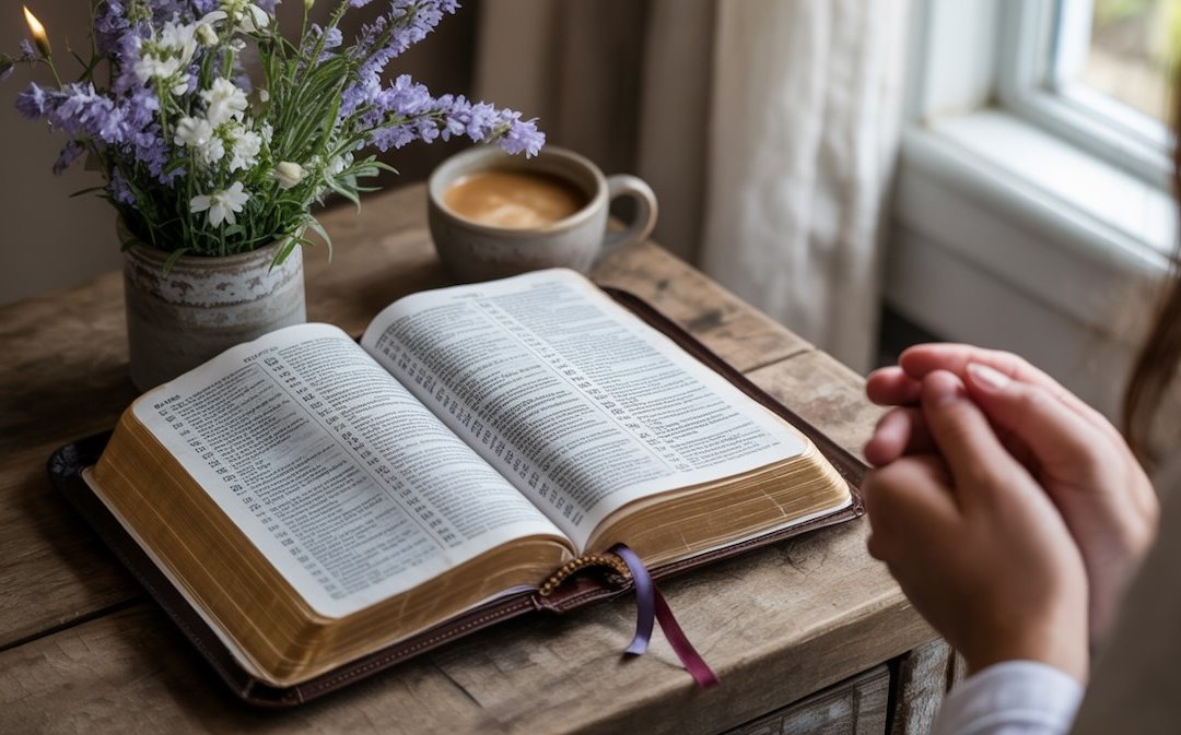 Open Bible showing daily commitment to scripture study and Christian faith