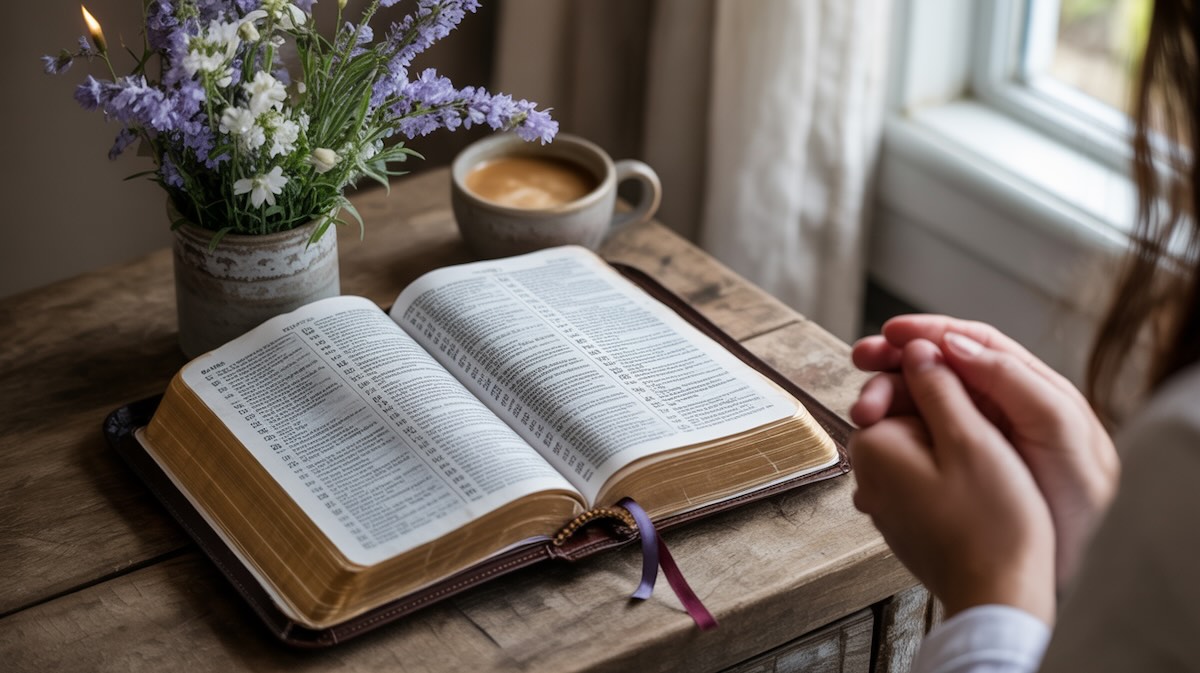 Open Bible showing daily commitment to scripture study and Christian faith