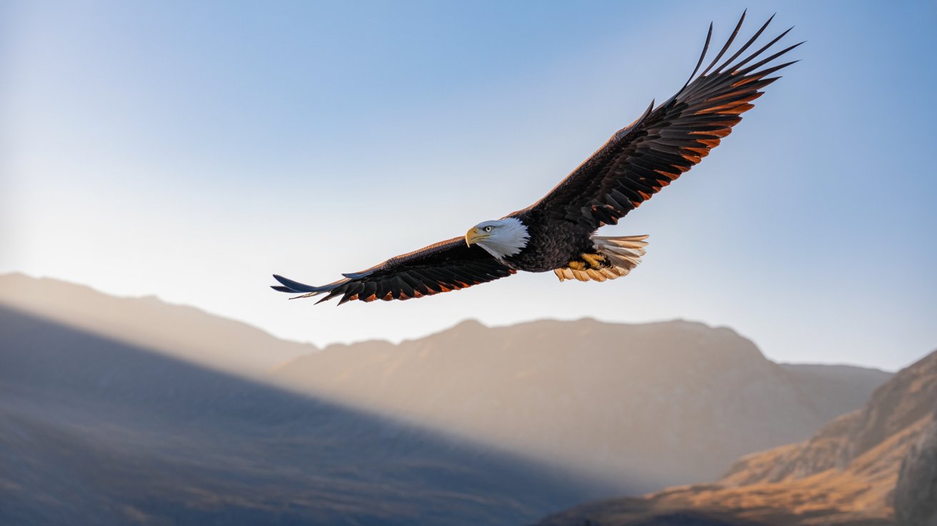 Eagle soaring through blue skies representing renewed strength from Isaiah 40:31