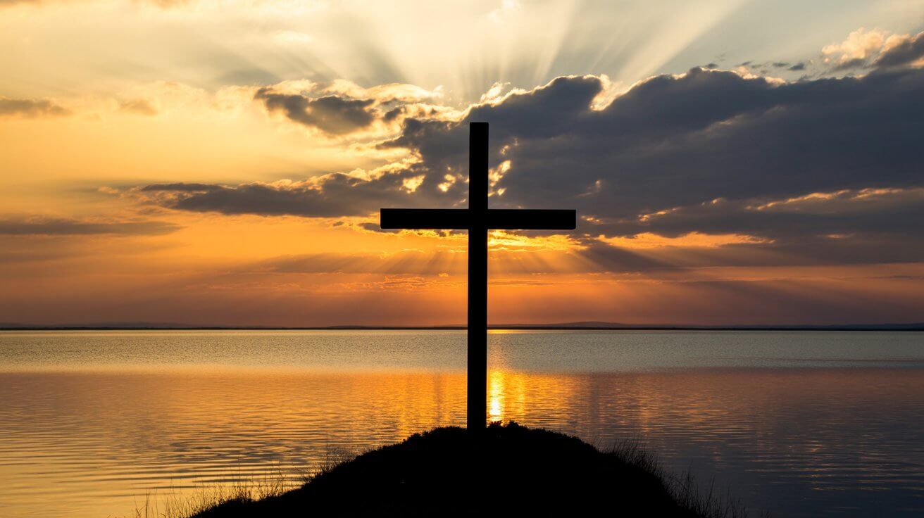 Cross silhouette at sunrise representing bold faith declarations