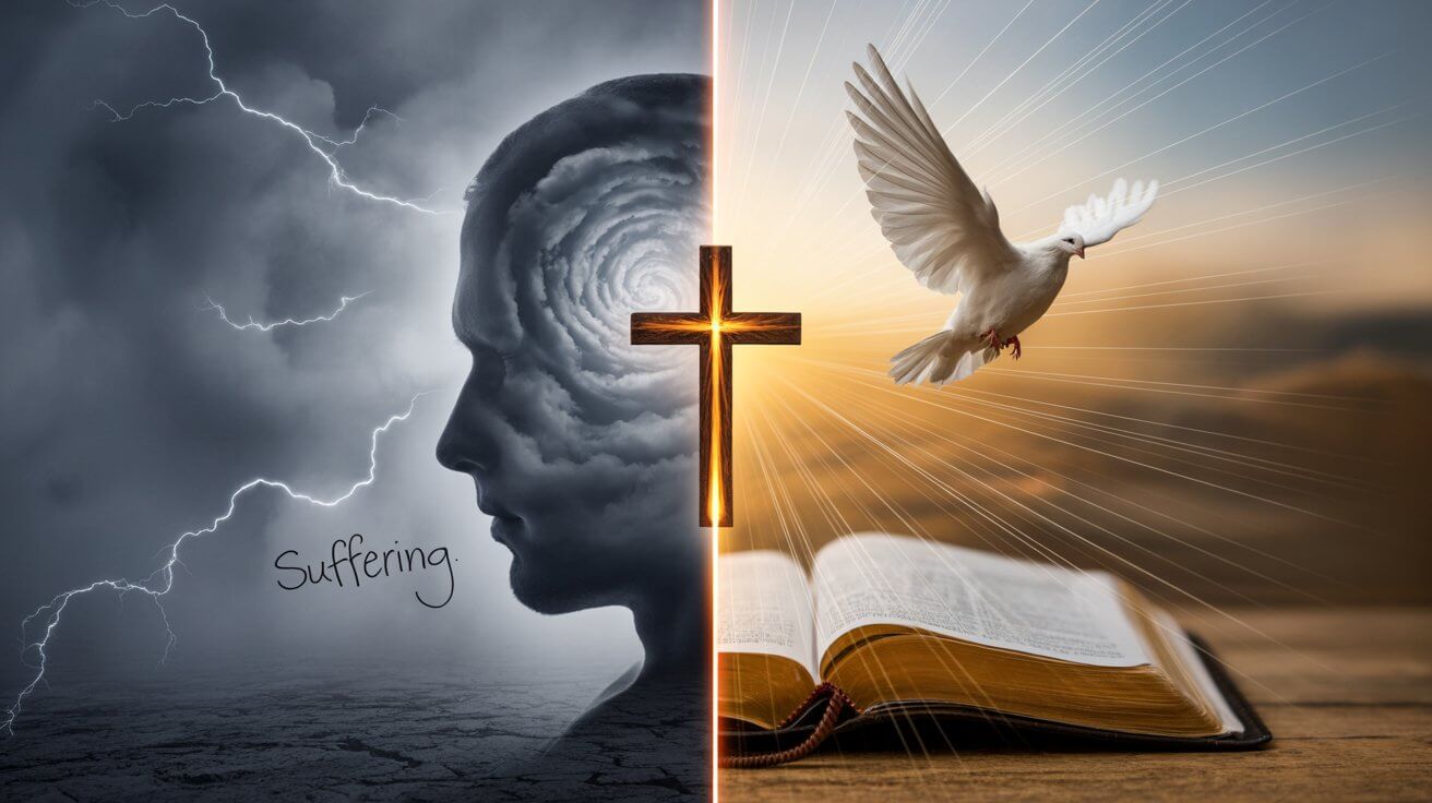 Before and after illustration of mind transformation through Romans 12:2 scripture