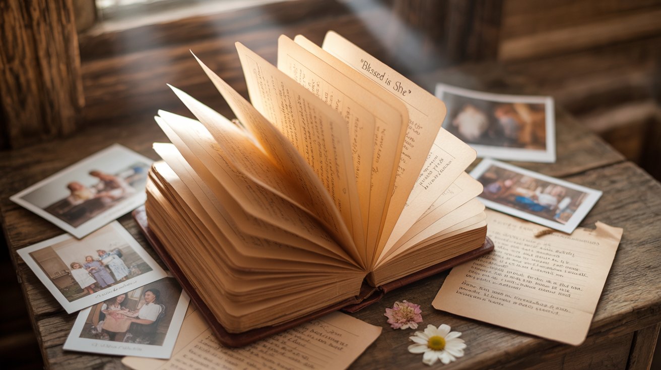 Victory journal glowing with golden light documenting answered prayers