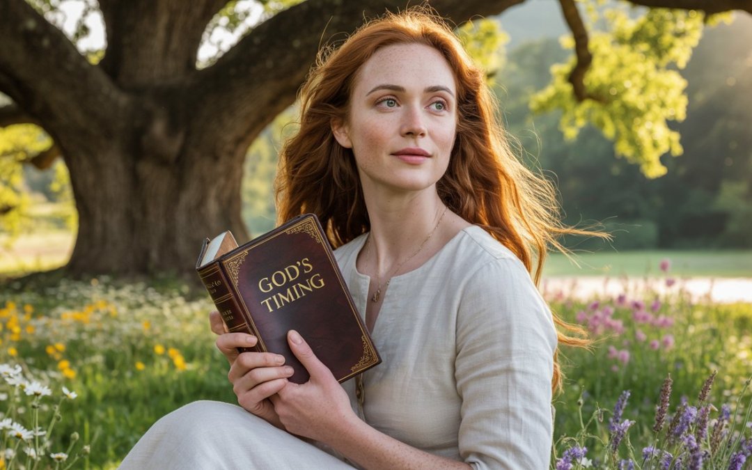 Person reading Bible quotes about waiting for the right person with peaceful hope