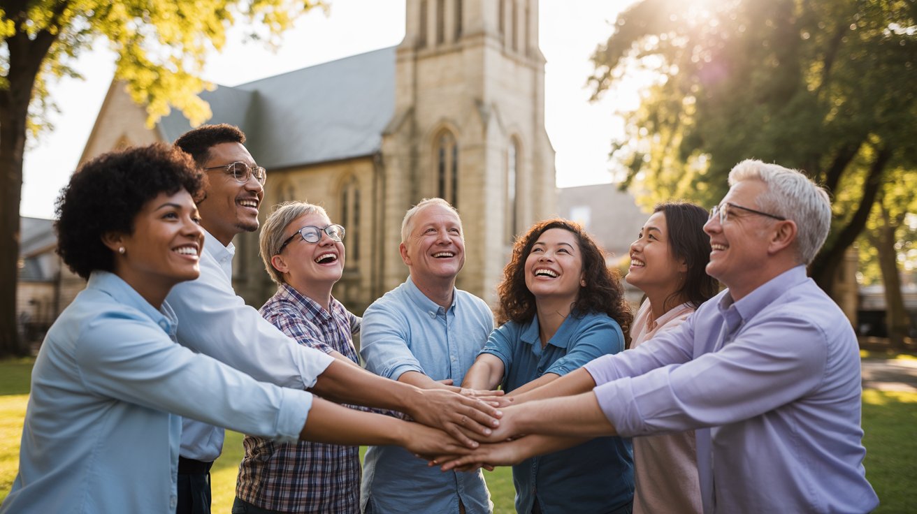 United church congregation supporting pastor's vision through fellowship and prayer