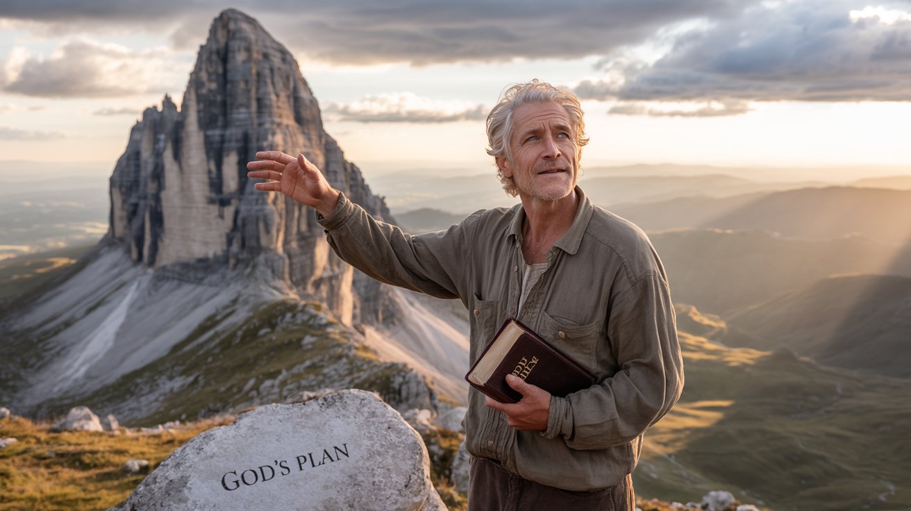 Confident person on mountaintop trusting God's plan for their future love life