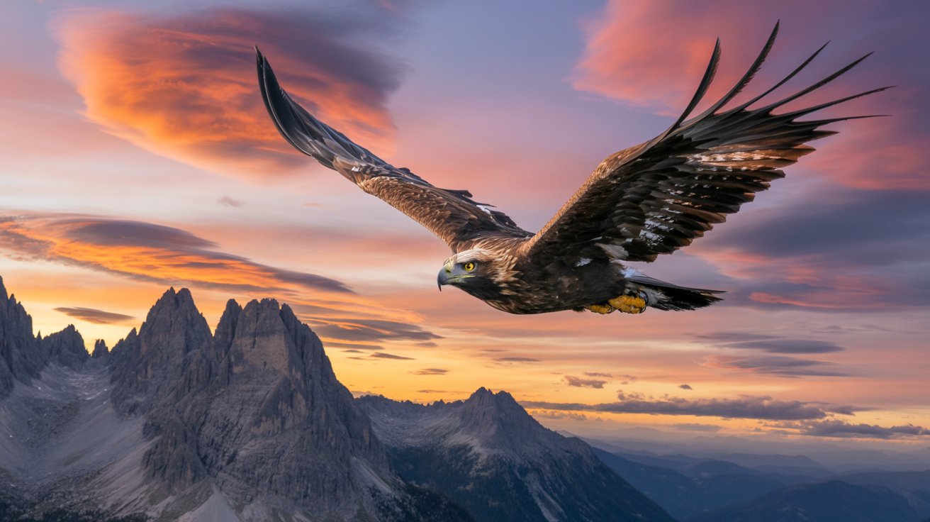 Eagle soaring above mountains representing Isaiah 40:31 renewed strength Bible verse