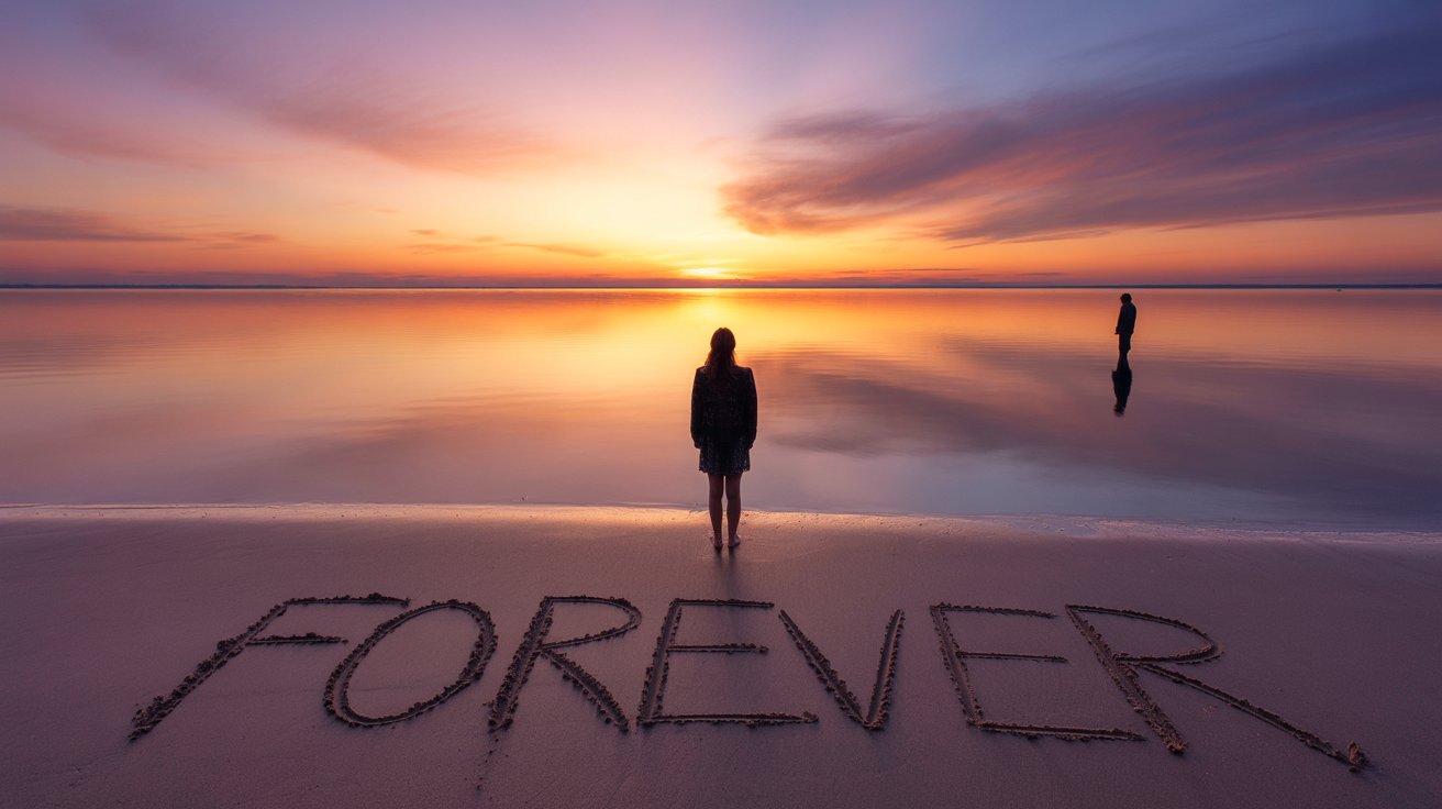 Sunset silhouettes showing eternal connection between loved ones representing hope of eternal life