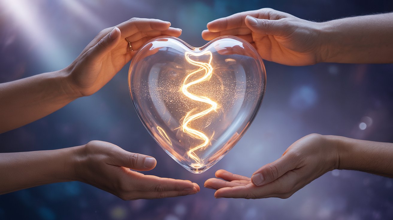 Heart overflowing with divine light representing God's love poured into hearts from Romans 5:5