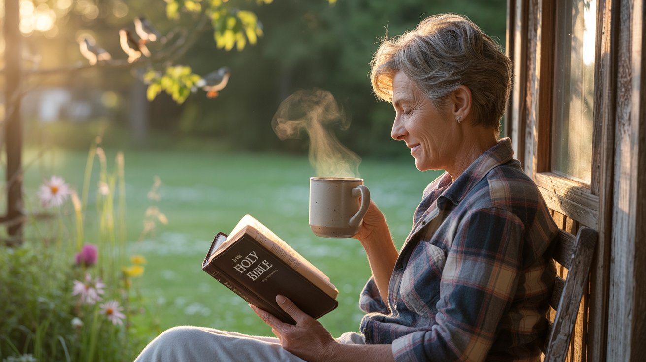 Morning devotional time building faith for peaceful sleep and protection