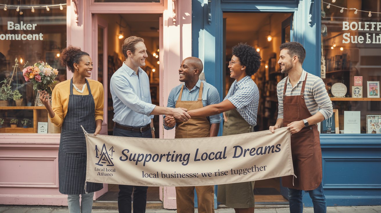 Business owners showing unity and support for competitors through prayer