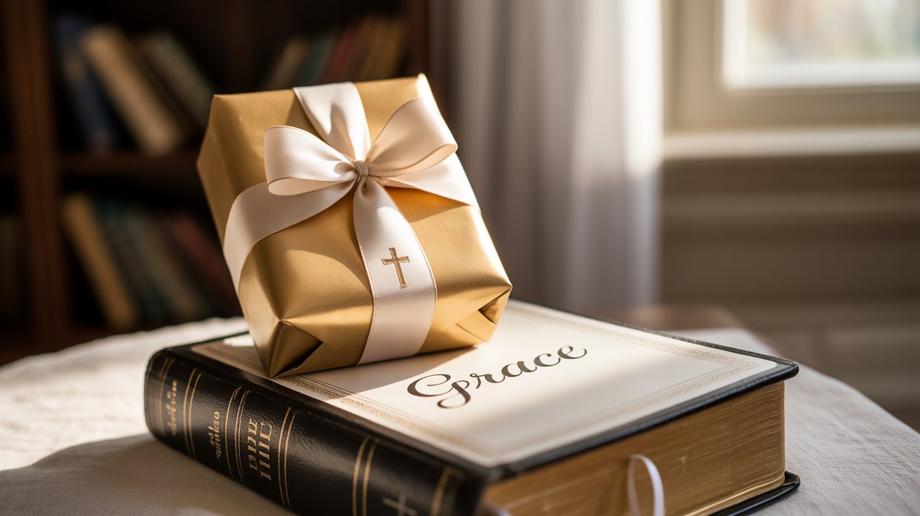 Gift representing salvation by grace through faith in Jesus Christ, not by works