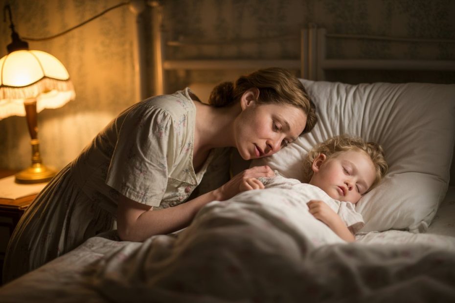 Single Mother praying with child