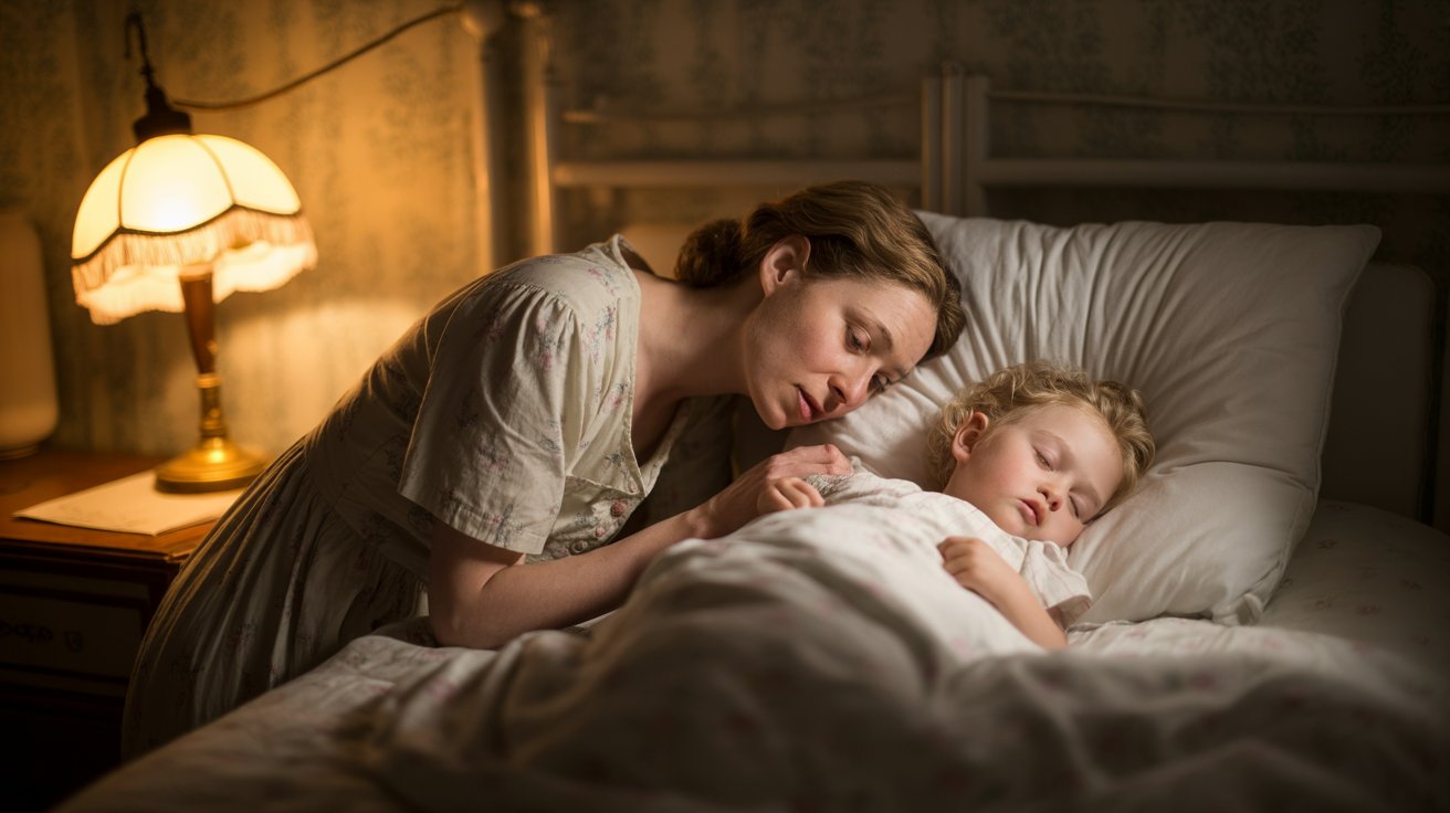 Single Mother praying with child