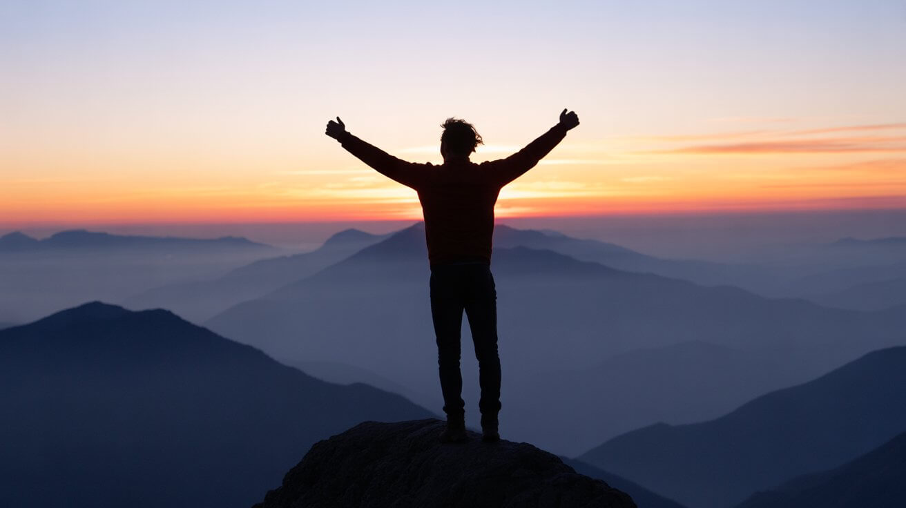 Young man celebrating freedom and victory over drug addiction through faith