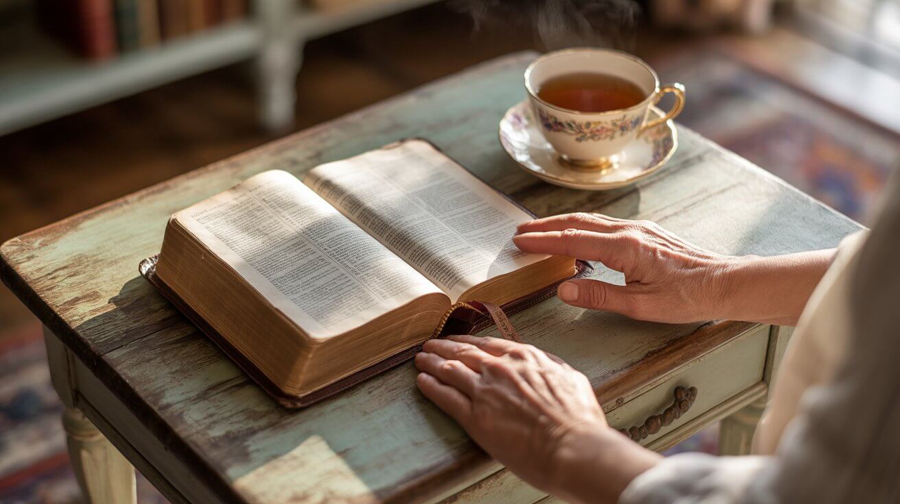 Bible open to healing scriptures with prayer and gratitude study