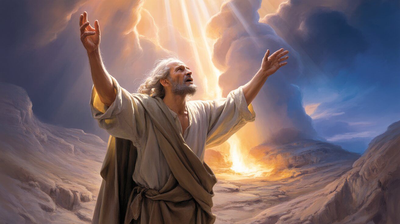 Elijah praying on Mount Carmel with fire from heaven illustrating answered prayer in the Bible
