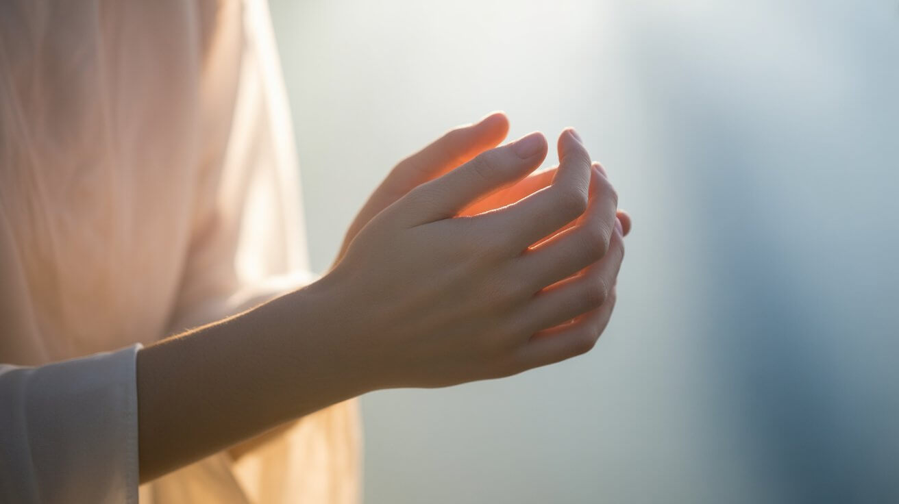 Hands clasped in prayer seeking peace and clarity from the Holy Spirit