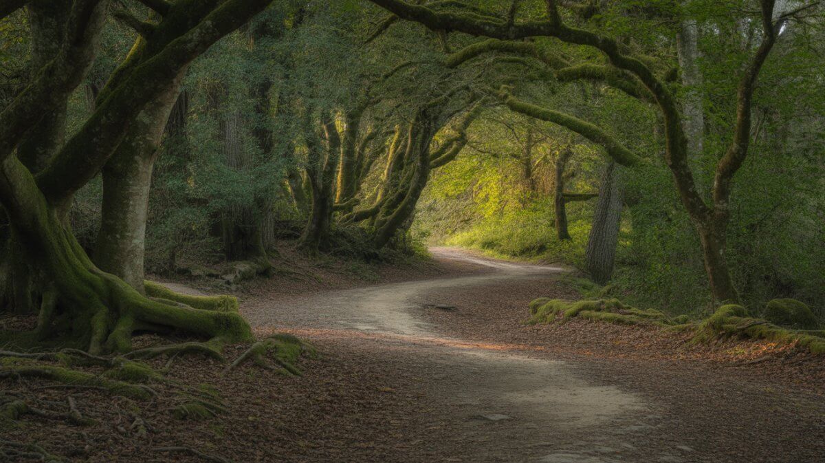 Light at end of path symbolizing hope through prayer in custody struggles