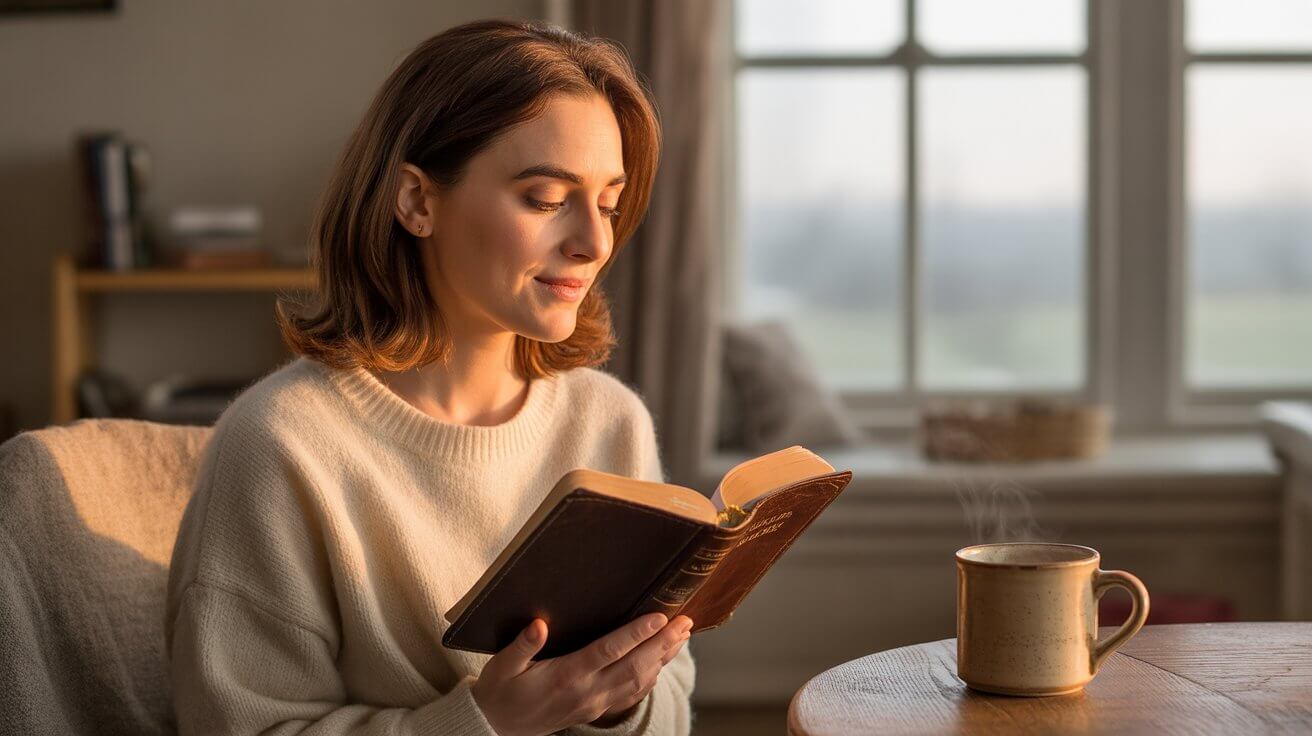 Person in peaceful morning prayer reflecting on faith and answered prayers in the Bible