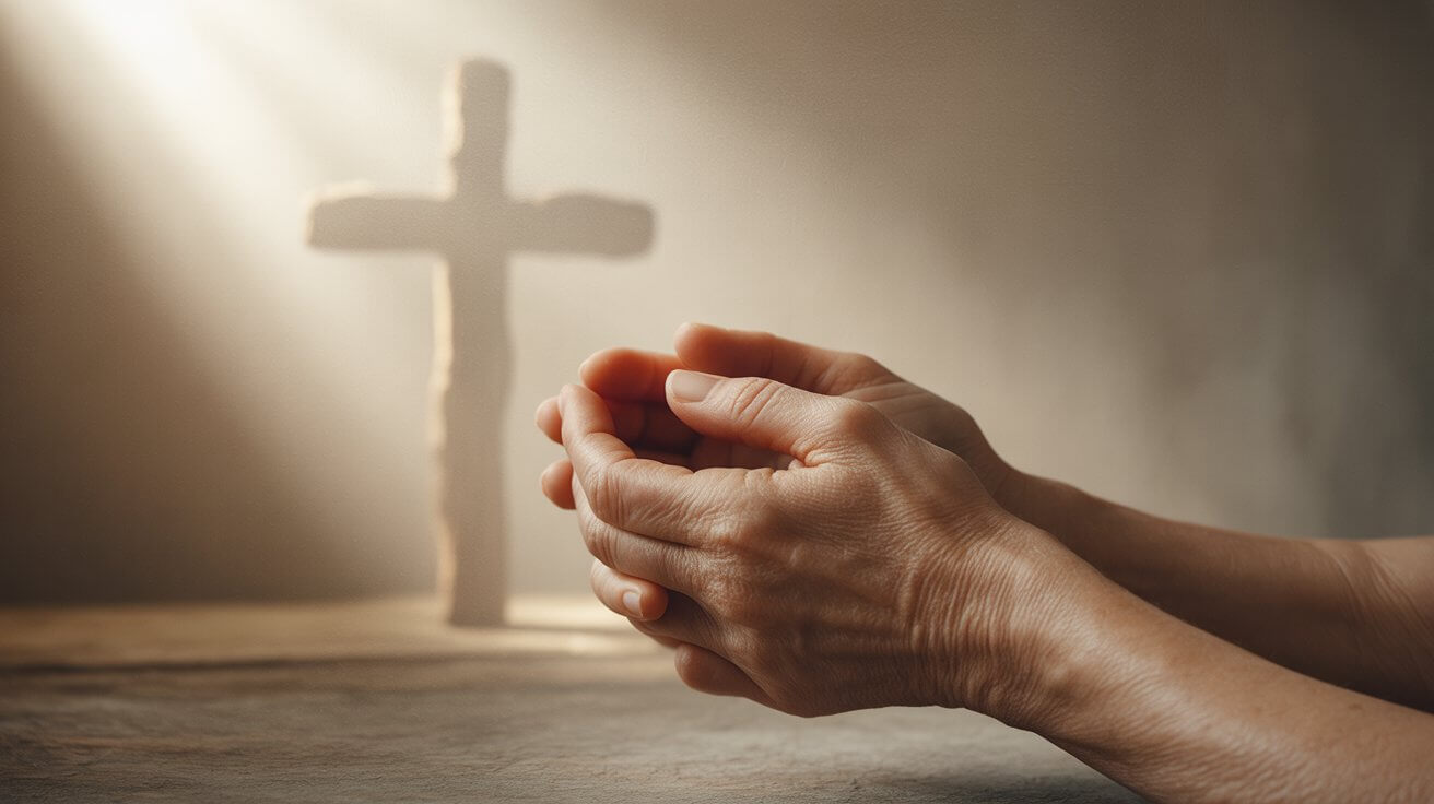 Hands clasped in prayer finding peace during difficult custody decisions