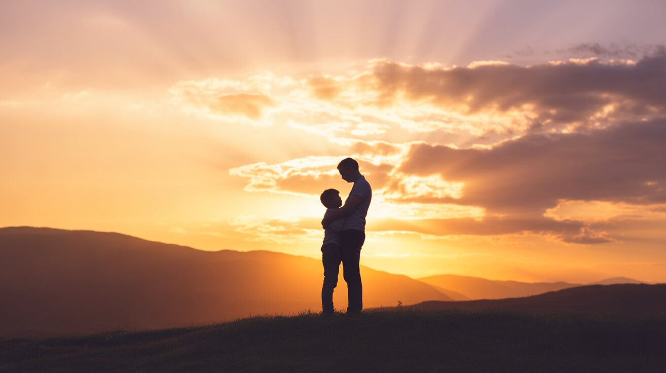 Parent and child silhouette representing prayer protection during custody battle