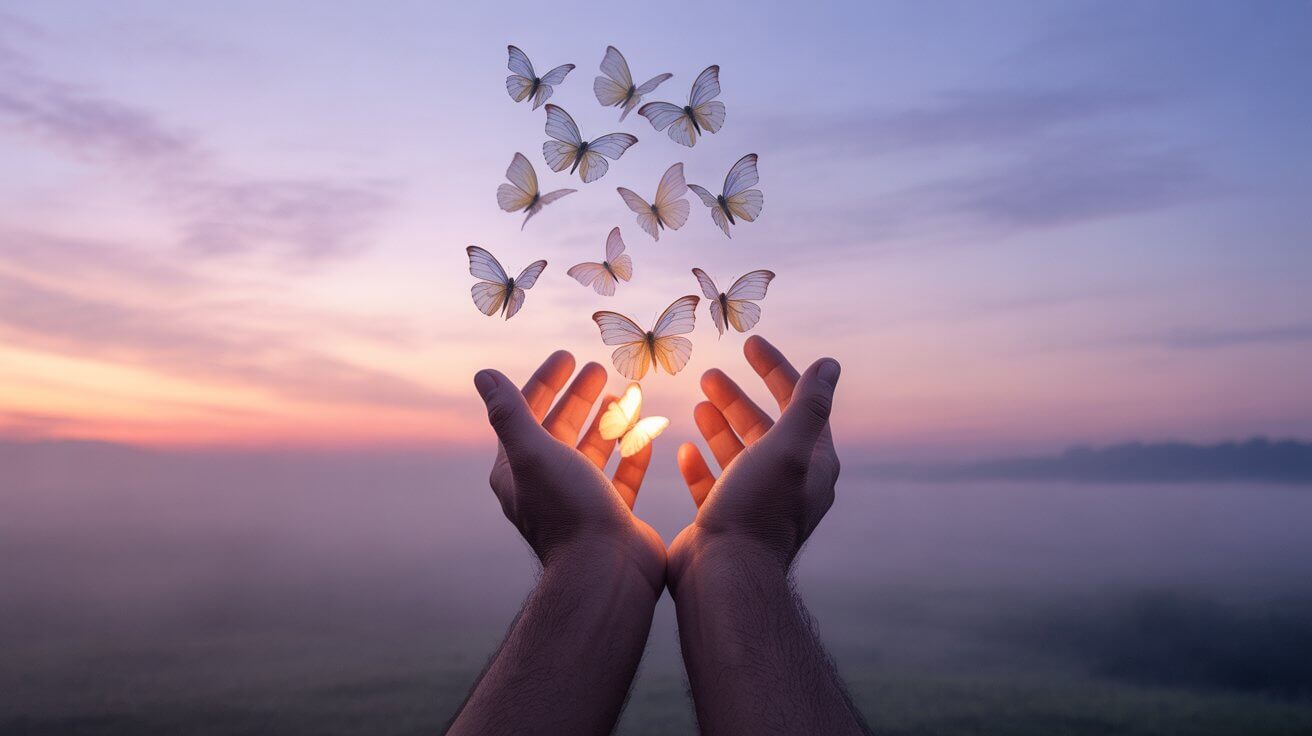 Symbolic image of releasing anxiety to God through powerful prayer