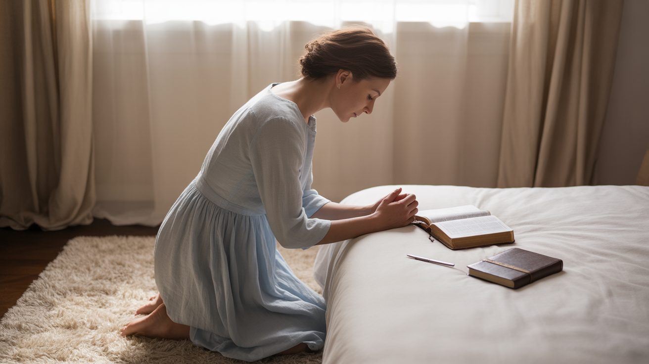 Person engaged in powerful intercessory prayer for others