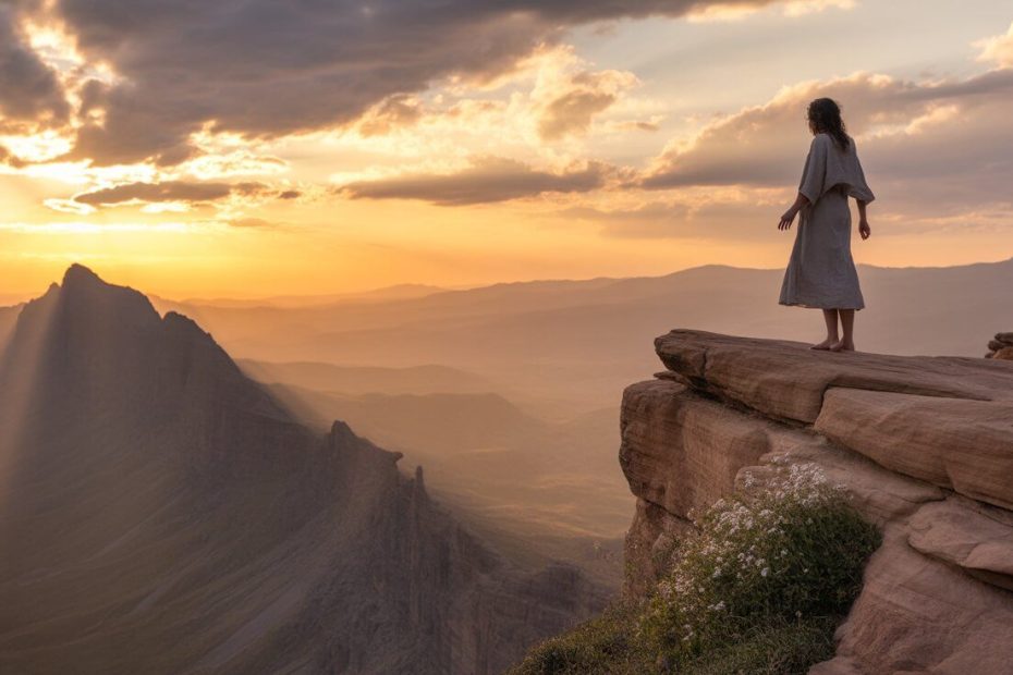Person praying at sunrise overcoming fear with faith and courage in God