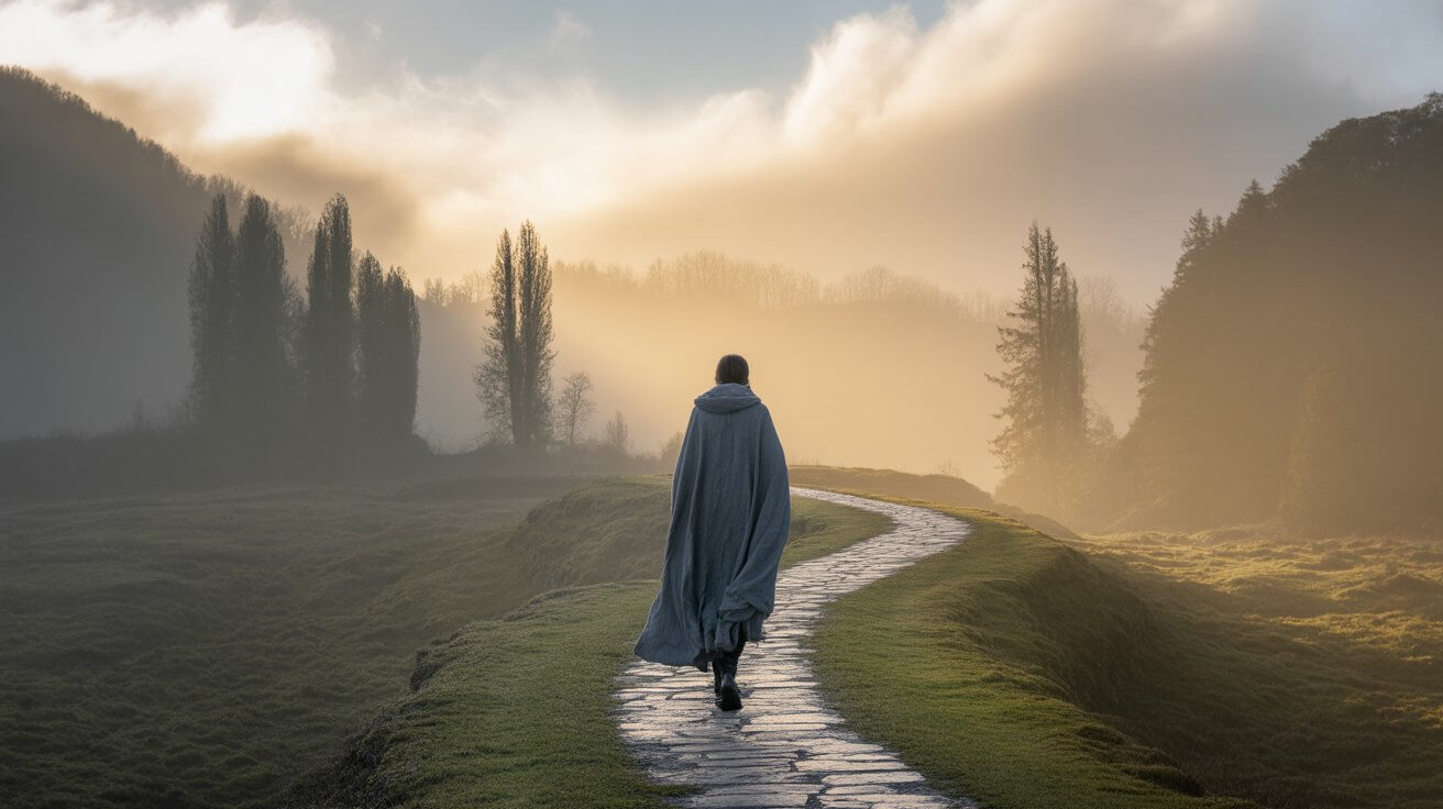 Person walking confidently on path toward hopeful future trusting God